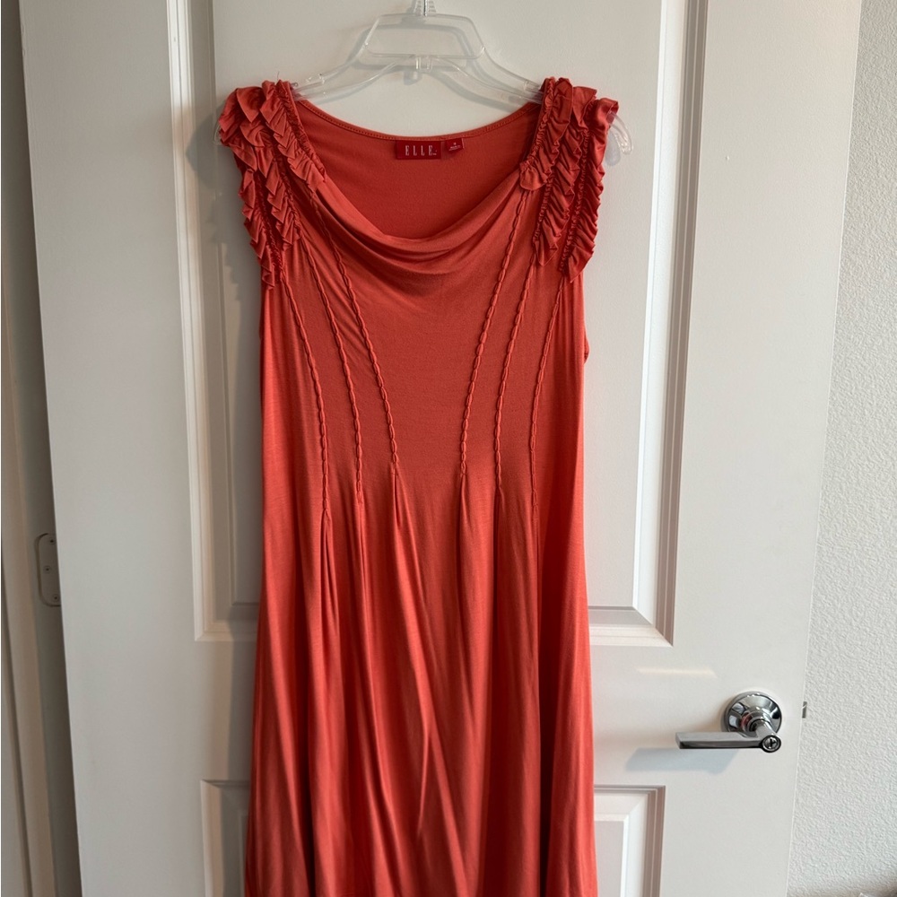Elle Orange Ruched Cowl Neck Sundress